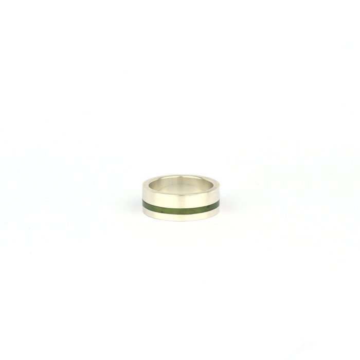 Off set Pounamu ring with sterling silver