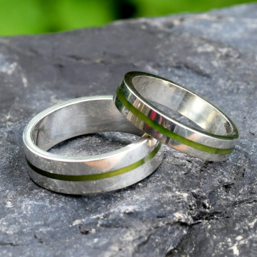 silver and pounamu wedding ring