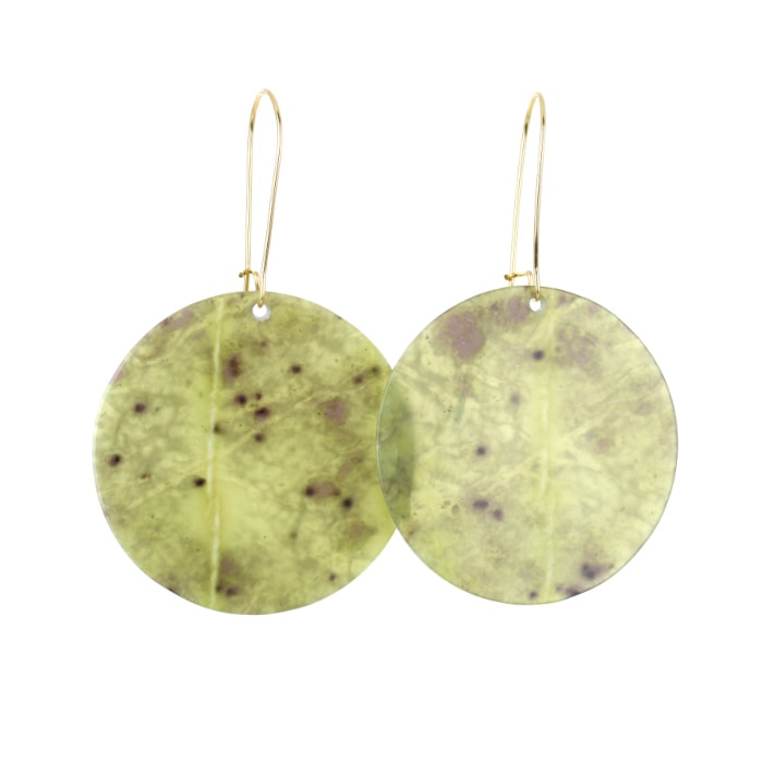 round pounamu earrings in green speckles