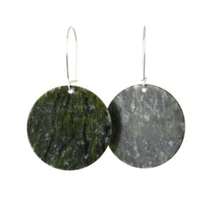 23.sparkly dark green Pounamu round earrings