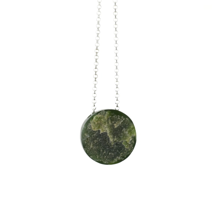 pounamu dot with raw face on sterling silver chain
