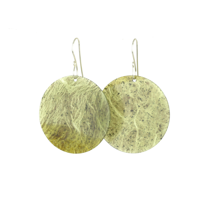 light green pounamu round earrings on silver hooks large