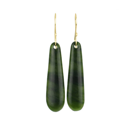 deep green stunning pounamu drop roimata earrings