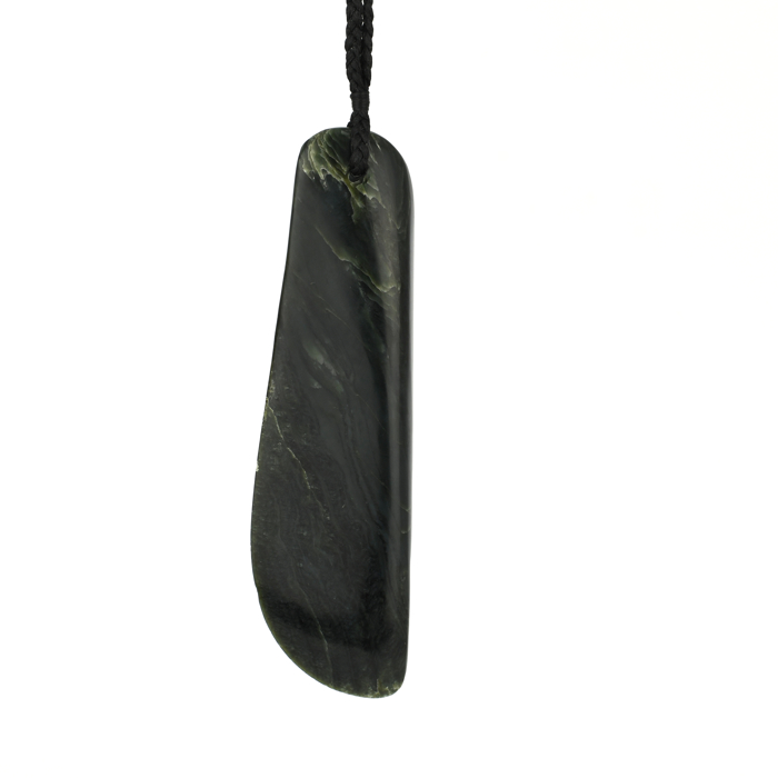 large dark greenstone pounamu ripi pendant
