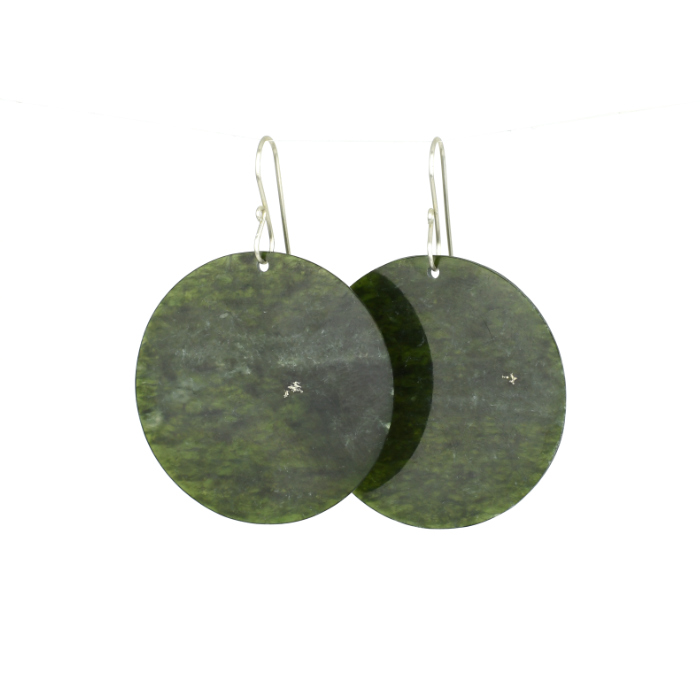 20&21 lush green round pounamu earrings on sterling silver hooks