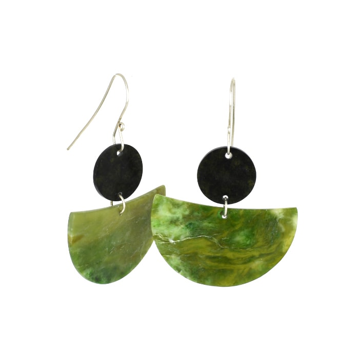 funky pounamu earrings in vivid green