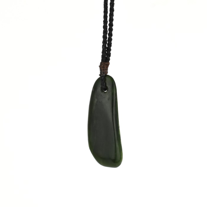 dark green small pounamu necklace pebble