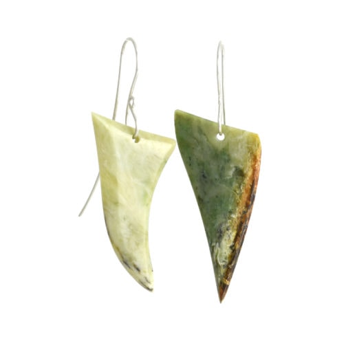 Pounamu teeth earrings