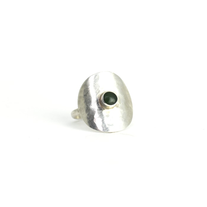 concentric small sterling silver and Pounamu ring