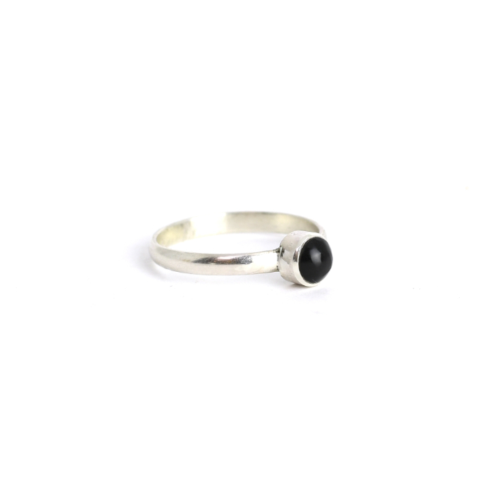 small obsidian and sterling silver ring
