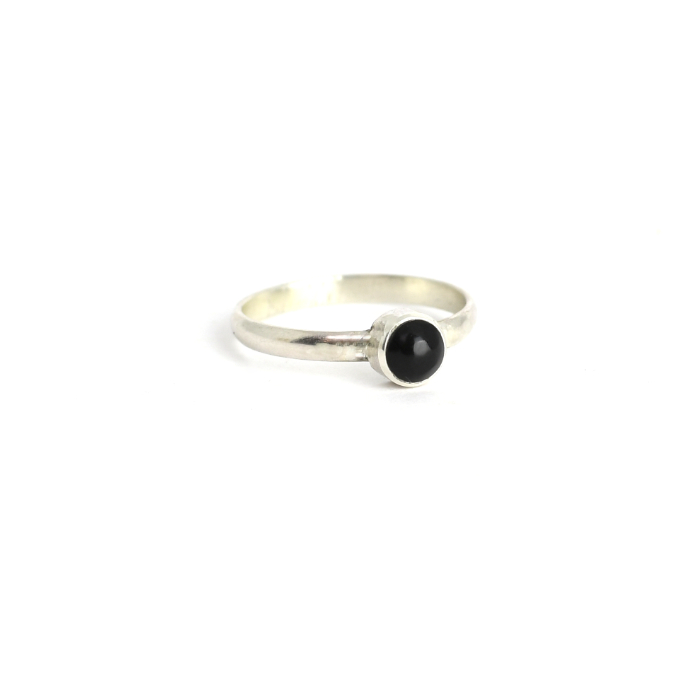 small obsidian and sterling silver ring
