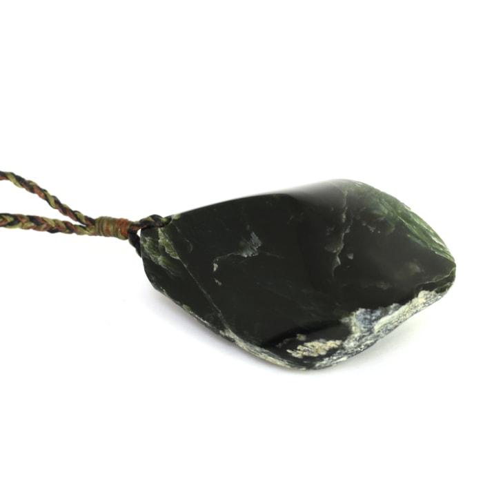 Large tangiwai pebble pendant with geometric shape