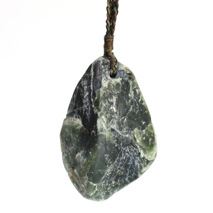 Large tangiwai pebble pendant with geometric shape