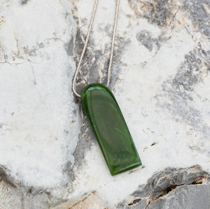 brilliant green pounamu pendant on sterling silver chain