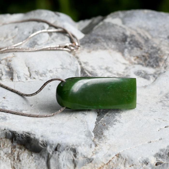 brilliant green pounamu pendant on sterling silver chain
